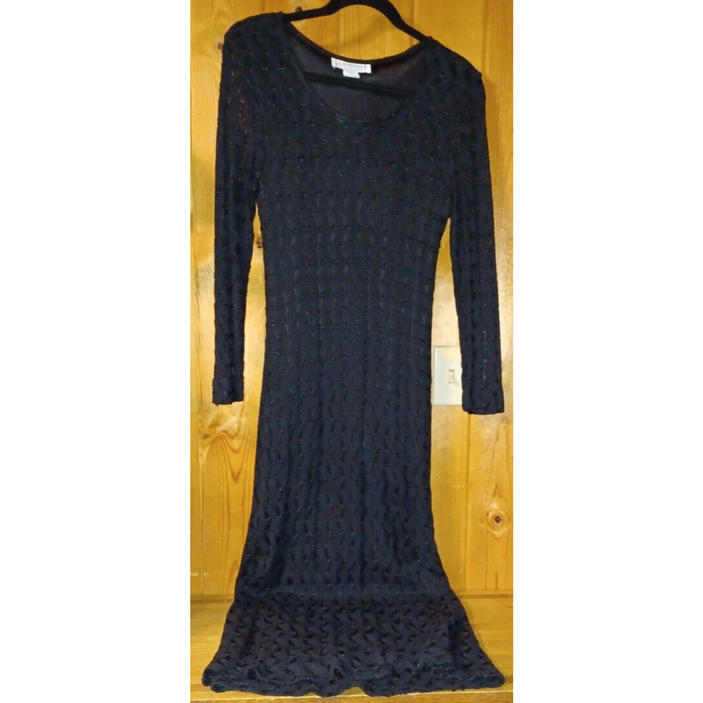 S.ROBERTS Long dress maxi Women's size 12 sheer lace sleeves lined Gothic Witchy